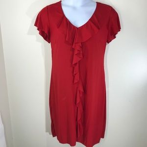 Red Stretch Dress w/ Ruffle Detail Size Large